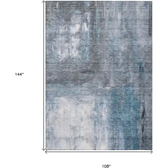 Blue Gray And Ivory Abstract Washable Indoor Outdoor Area Rug Photo 7