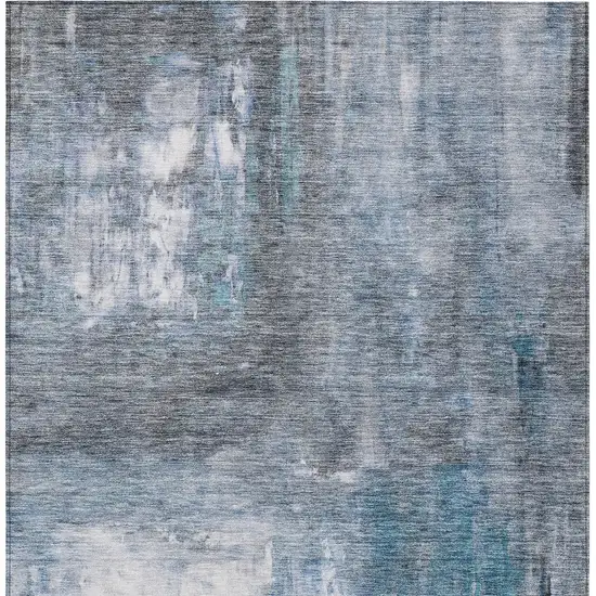 Blue Gray And Ivory Abstract Washable Indoor Outdoor Area Rug Photo 6