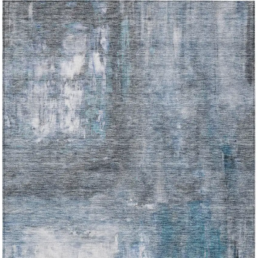 Blue Gray And Ivory Abstract Washable Indoor Outdoor Area Rug Photo 6