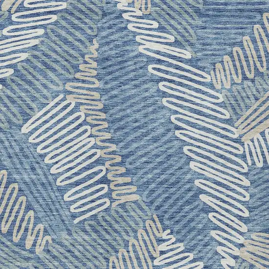 Blue Gray And Ivory Floral Washable Indoor Outdoor Area Rug Photo 7