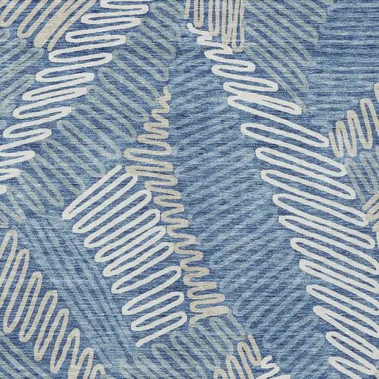 Blue Gray And Ivory Floral Washable Indoor Outdoor Area Rug Photo 7