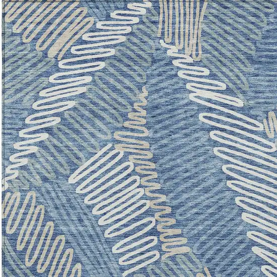 Blue Gray And Ivory Floral Washable Indoor Outdoor Area Rug Photo 7