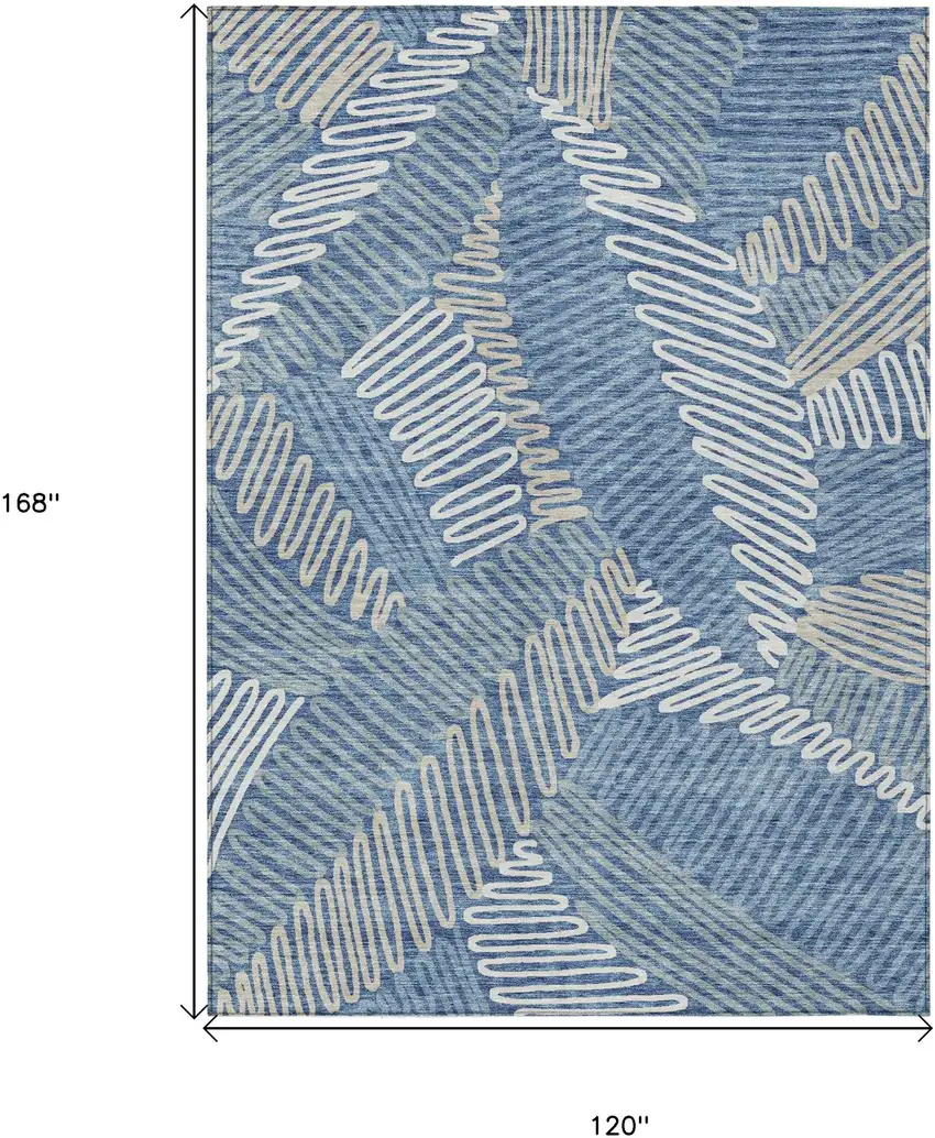 Blue Gray And Ivory Floral Washable Indoor Outdoor Area Rug Photo 3