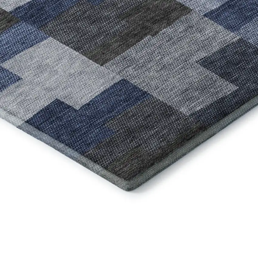 Blue Gray And Ivory Geometric Washable Area Rug With UV Protection Photo 7