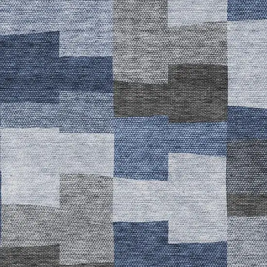 Blue Gray And Ivory Geometric Washable Area Rug With UV Protection Photo 2