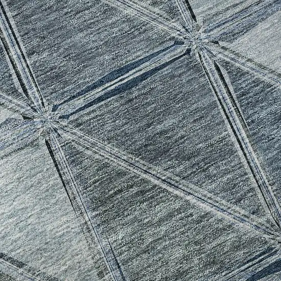 Blue Gray And Ivory Geometric Washable Area Rug With UV Protection Photo 9