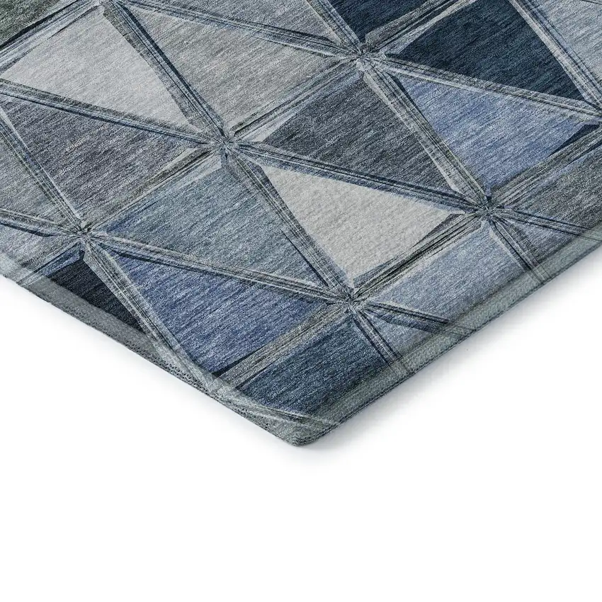 Blue Gray And Ivory Geometric Washable Area Rug With UV Protection Photo 7