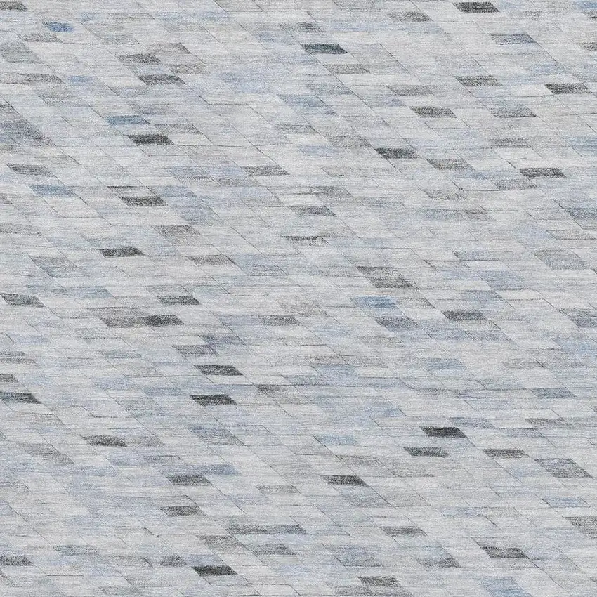 Blue Gray And Ivory Geometric Washable Area Rug With UV Protection Photo 2