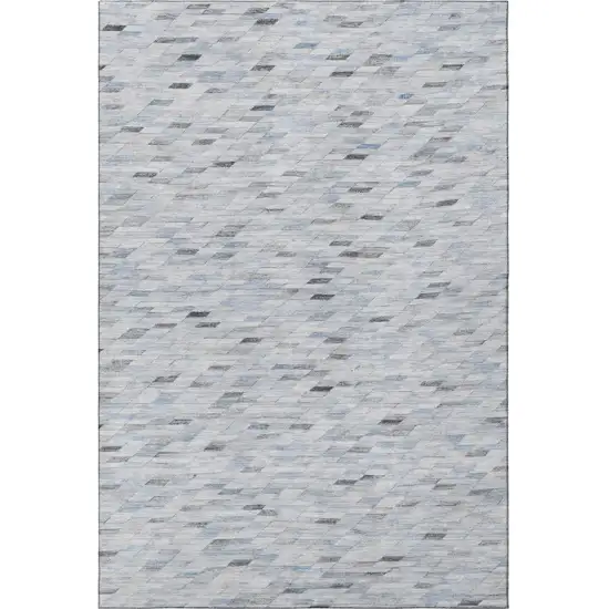 Blue Gray And Ivory Geometric Washable Area Rug With UV Protection Photo 3