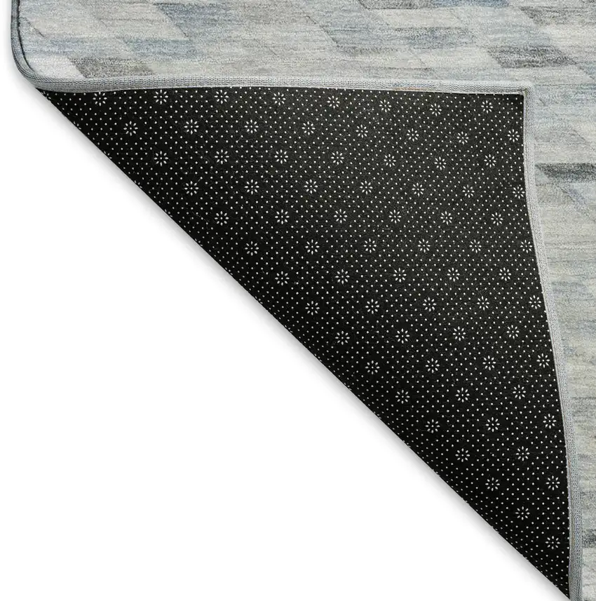 Blue Gray And Ivory Geometric Washable Area Rug With UV Protection Photo 6