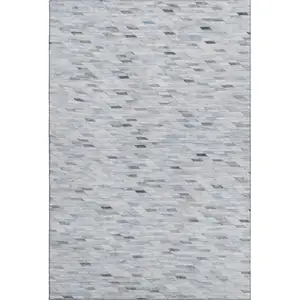 Photo of Blue Gray And Ivory Geometric Washable Area Rug With UV Protection