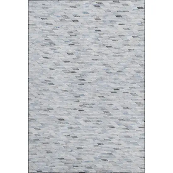 Blue Gray And Ivory Geometric Washable Area Rug With UV Protection Photo 1