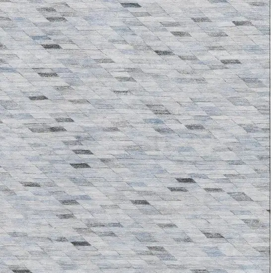 Blue Gray And Ivory Geometric Washable Area Rug With UV Protection Photo 2