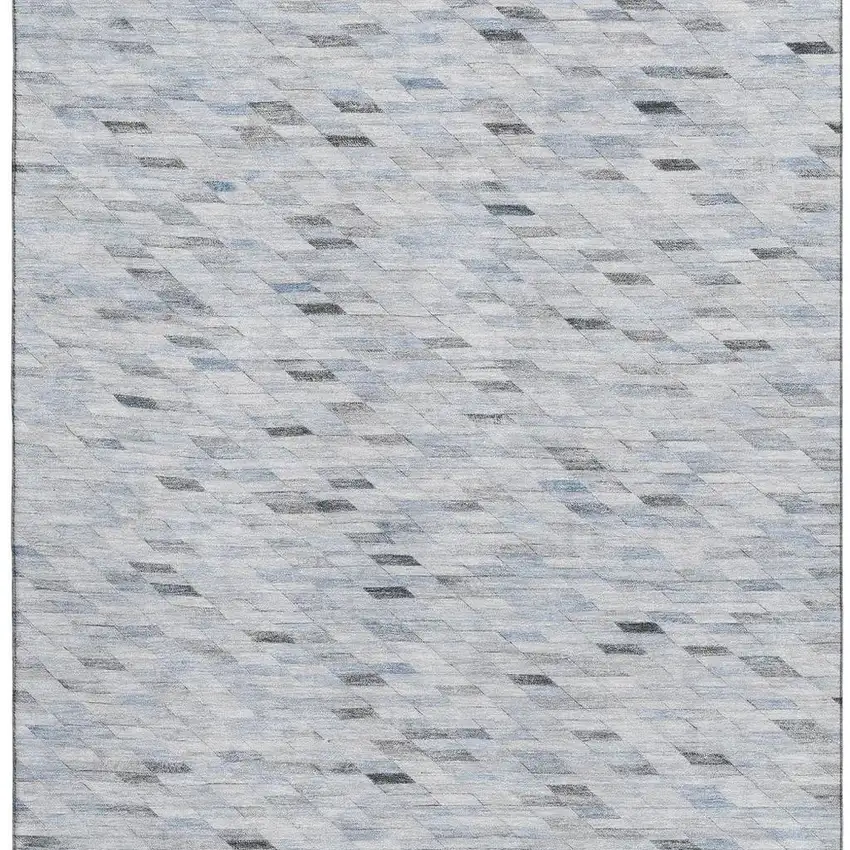 Blue Gray And Ivory Geometric Washable Area Rug With UV Protection Photo 3