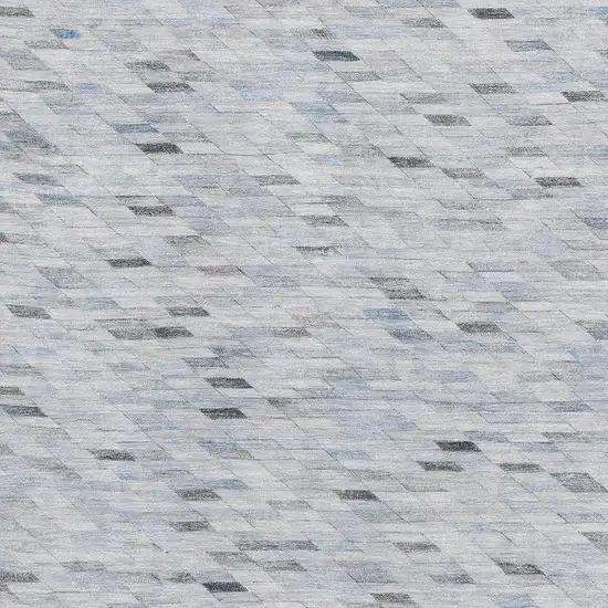 Blue Gray And Ivory Geometric Washable Area Rug With UV Protection Photo 2