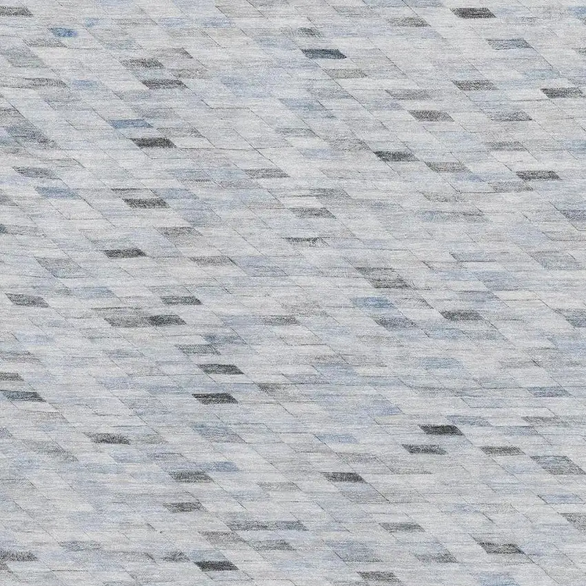 Blue Gray And Ivory Geometric Washable Area Rug With UV Protection Photo 2