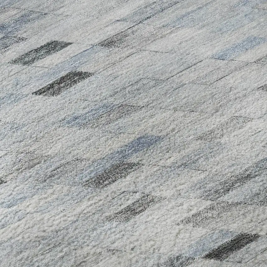 Blue Gray And Ivory Geometric Washable Area Rug With UV Protection Photo 9