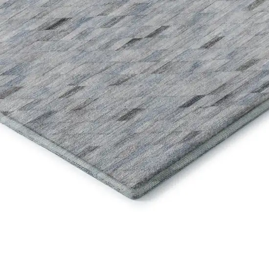 Blue Gray And Ivory Geometric Washable Area Rug With UV Protection Photo 8