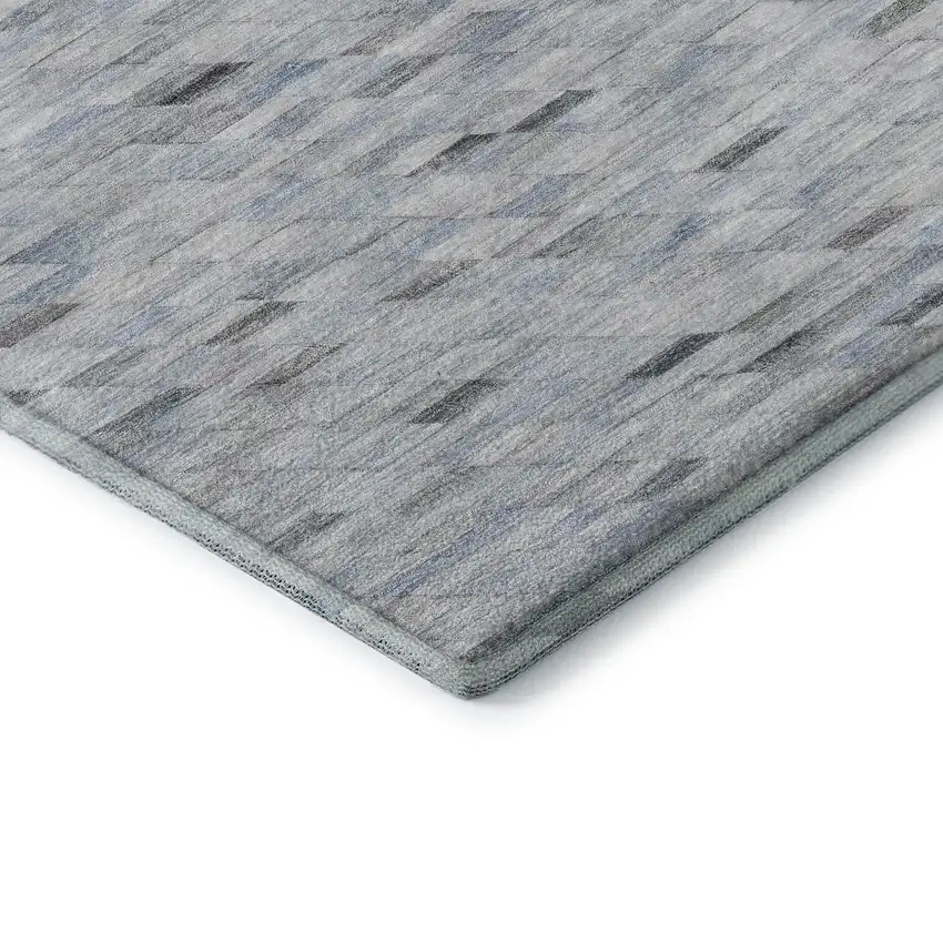 Blue Gray And Ivory Geometric Washable Area Rug With UV Protection Photo 8