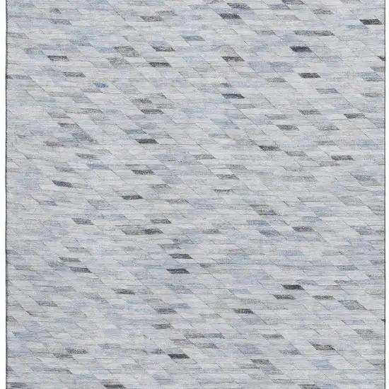 Blue Gray And Ivory Geometric Washable Area Rug With UV Protection Photo 3
