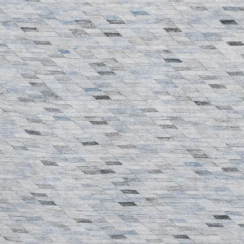 Blue Gray And Ivory Geometric Washable Area Rug With UV Protection Photo 2