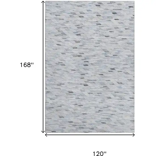 Blue Gray And Ivory Geometric Washable Area Rug With UV Protection Photo 9