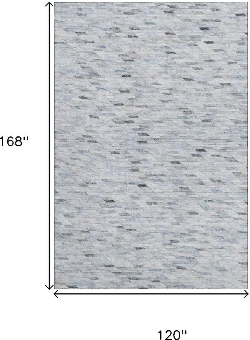 Blue Gray And Ivory Geometric Washable Area Rug With UV Protection Photo 9
