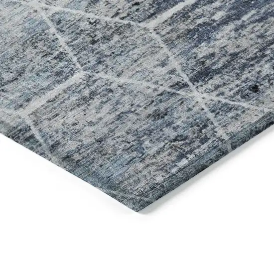 Blue Gray And Ivory Geometric Washable Indoor Outdoor Area Rug Photo 9