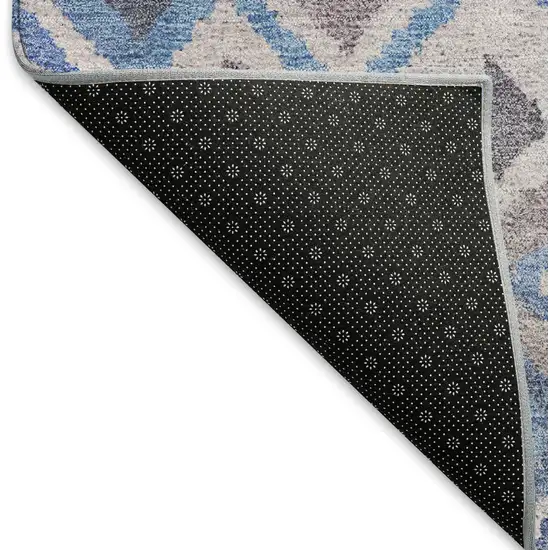 Blue Gray And Ivory Geometric Washable Indoor Outdoor Area Rug Photo 4
