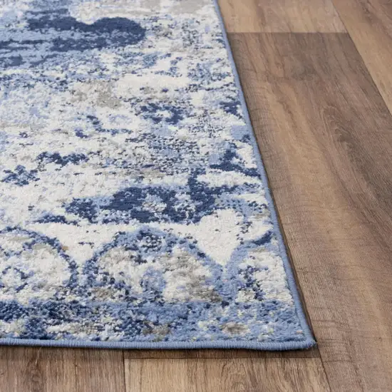 Blue Gray And Ivory Medallion Area Rug Photo 2