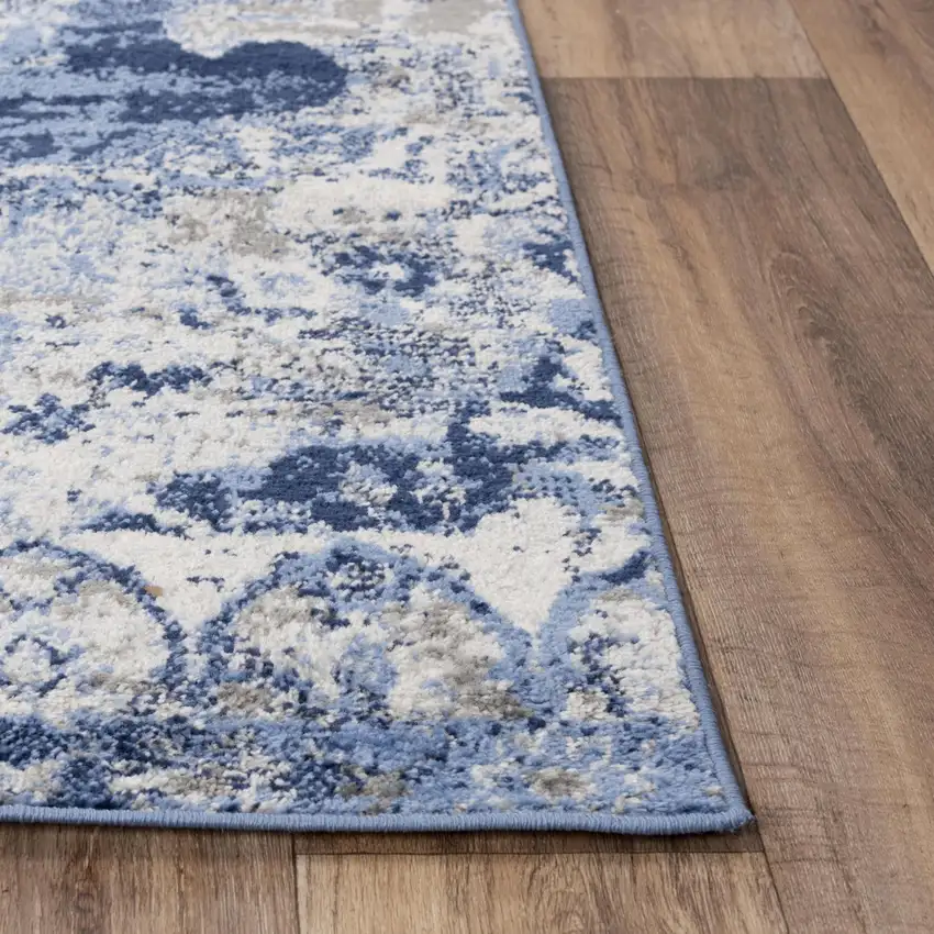 Blue Gray And Ivory Medallion Area Rug Photo 2