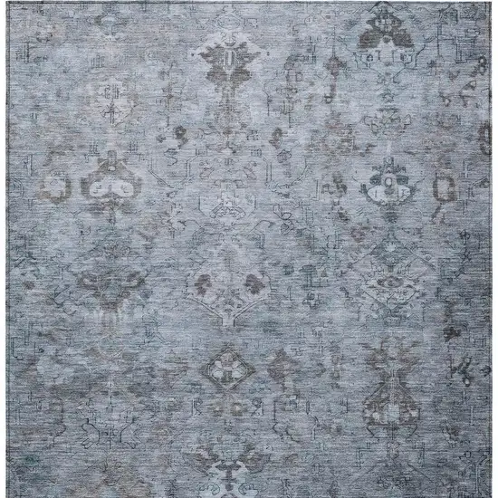Blue Gray And Ivory Medallion Washable Indoor Outdoor Area Rug Photo 6