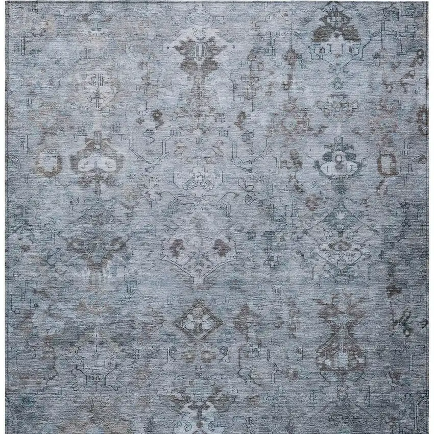 Blue Gray And Ivory Medallion Washable Indoor Outdoor Area Rug Photo 6