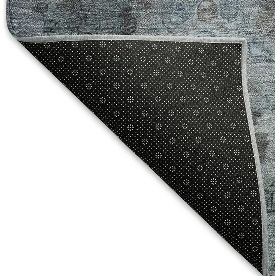 Blue Gray And Ivory Medallion Washable Indoor Outdoor Area Rug Photo 4