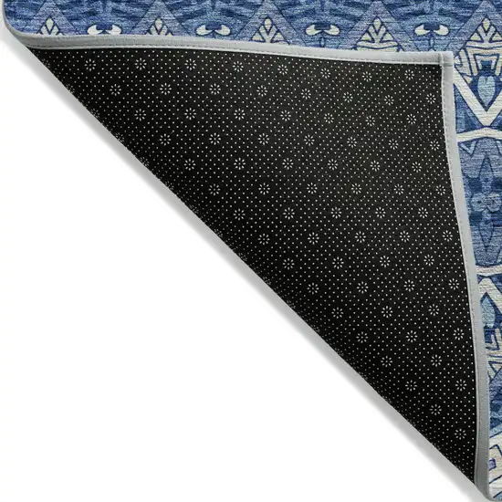 Blue Gray And Ivory Moroccan Washable Indoor Outdoor Area Rug Photo 4