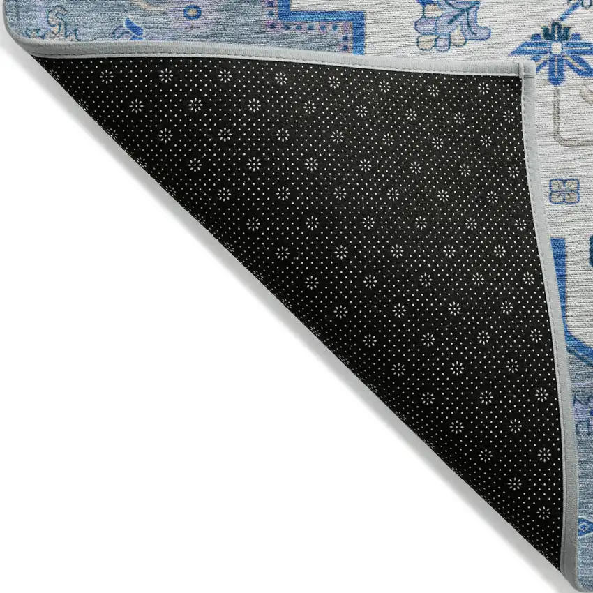 Blue Gray And Ivory Oriental Washable Indoor Outdoor Area Rug Photo 6
