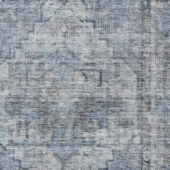 Blue Gray And Ivory Oriental Washable Indoor Outdoor Area Rug Photo 3