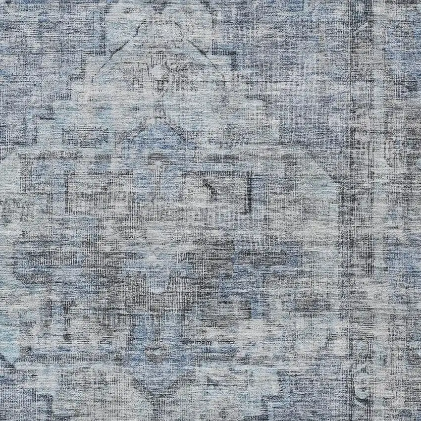 Blue Gray And Ivory Oriental Washable Indoor Outdoor Area Rug Photo 3