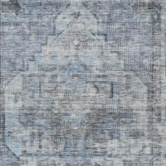 Blue Gray And Ivory Oriental Washable Indoor Outdoor Area Rug Photo 3