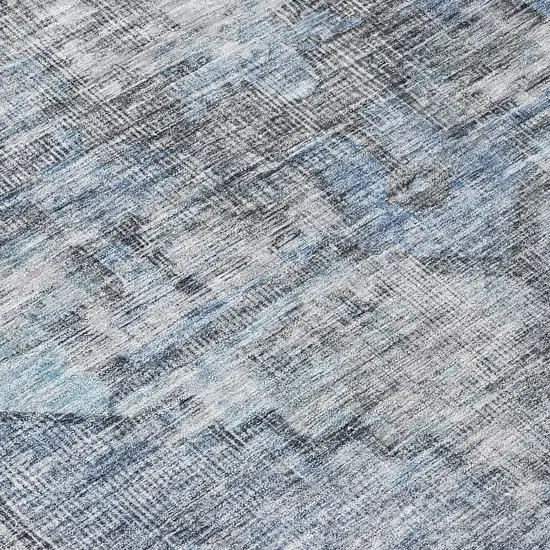 Blue Gray And Ivory Oriental Washable Indoor Outdoor Area Rug Photo 8