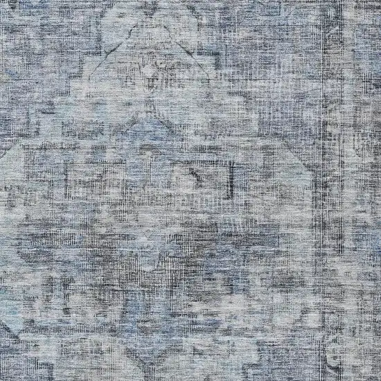 Blue Gray And Ivory Oriental Washable Indoor Outdoor Area Rug Photo 4