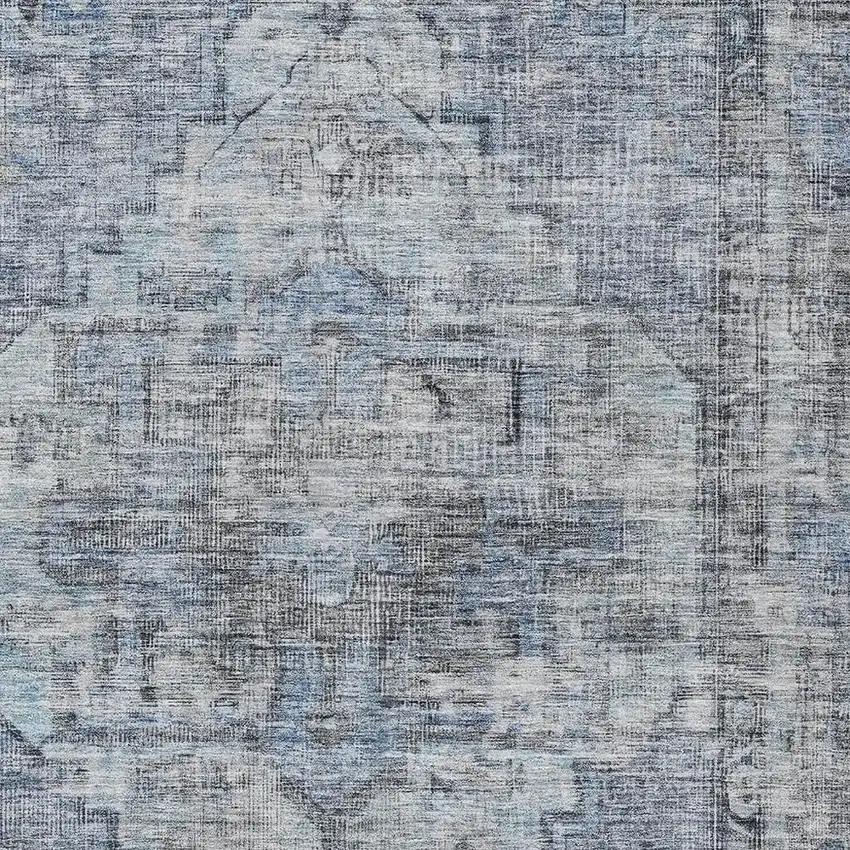 Blue Gray And Ivory Oriental Washable Indoor Outdoor Area Rug Photo 4