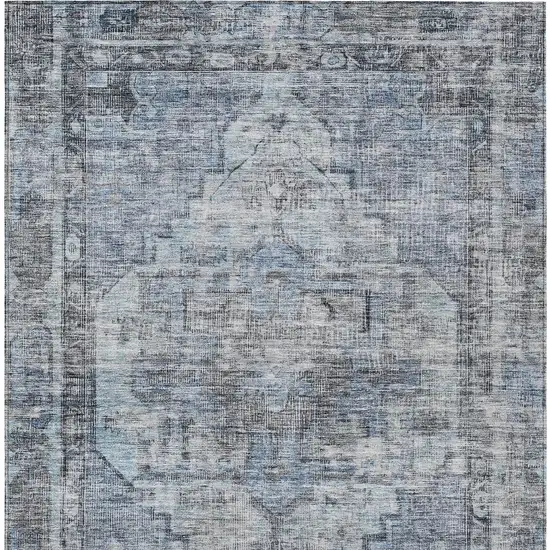 Blue Gray And Ivory Oriental Washable Indoor Outdoor Area Rug Photo 6