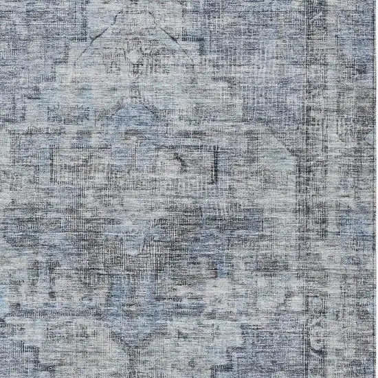 Blue Gray And Ivory Oriental Washable Indoor Outdoor Area Rug Photo 4