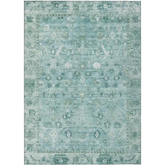 Blue Gray And Ivory Oriental Washable Indoor Outdoor Area Rug Photo 1