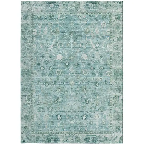 Blue Gray And Ivory Oriental Washable Indoor Outdoor Area Rug Photo 3