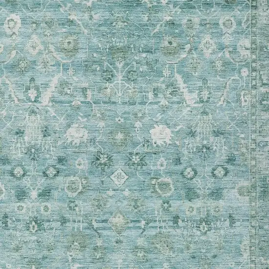 Blue Gray And Ivory Oriental Washable Indoor Outdoor Area Rug Photo 4