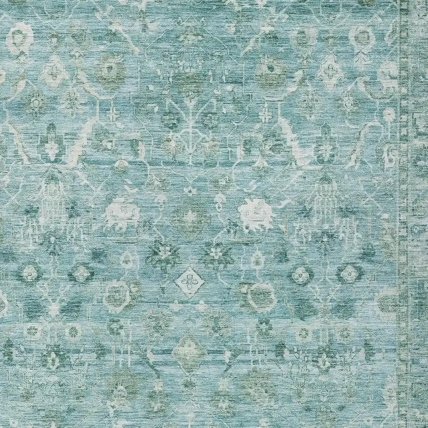 Blue Gray And Ivory Oriental Washable Indoor Outdoor Area Rug Photo 4