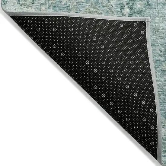 Blue Gray And Ivory Oriental Washable Indoor Outdoor Area Rug Photo 9