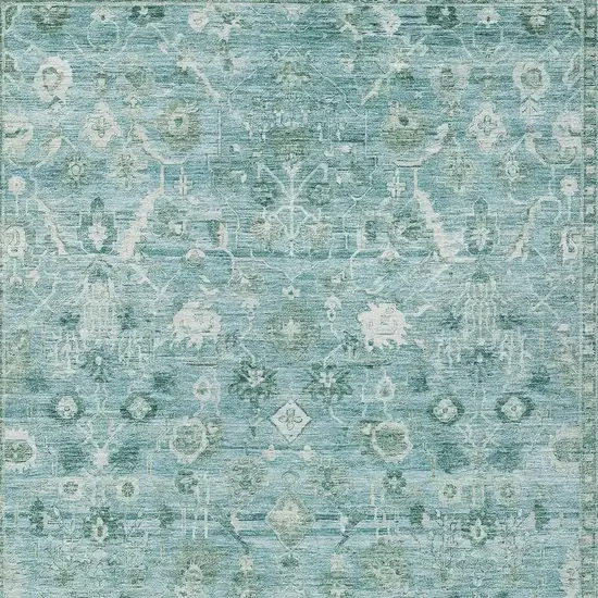 Blue Gray And Ivory Oriental Washable Indoor Outdoor Area Rug Photo 4